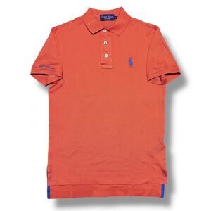 $395 Ralph Lauren Purple Label Italy Made Polo Shirt Salmon Blue Pony Logo Sz XS